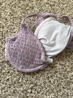 SHEIN Lilac Smocked Bikini Top